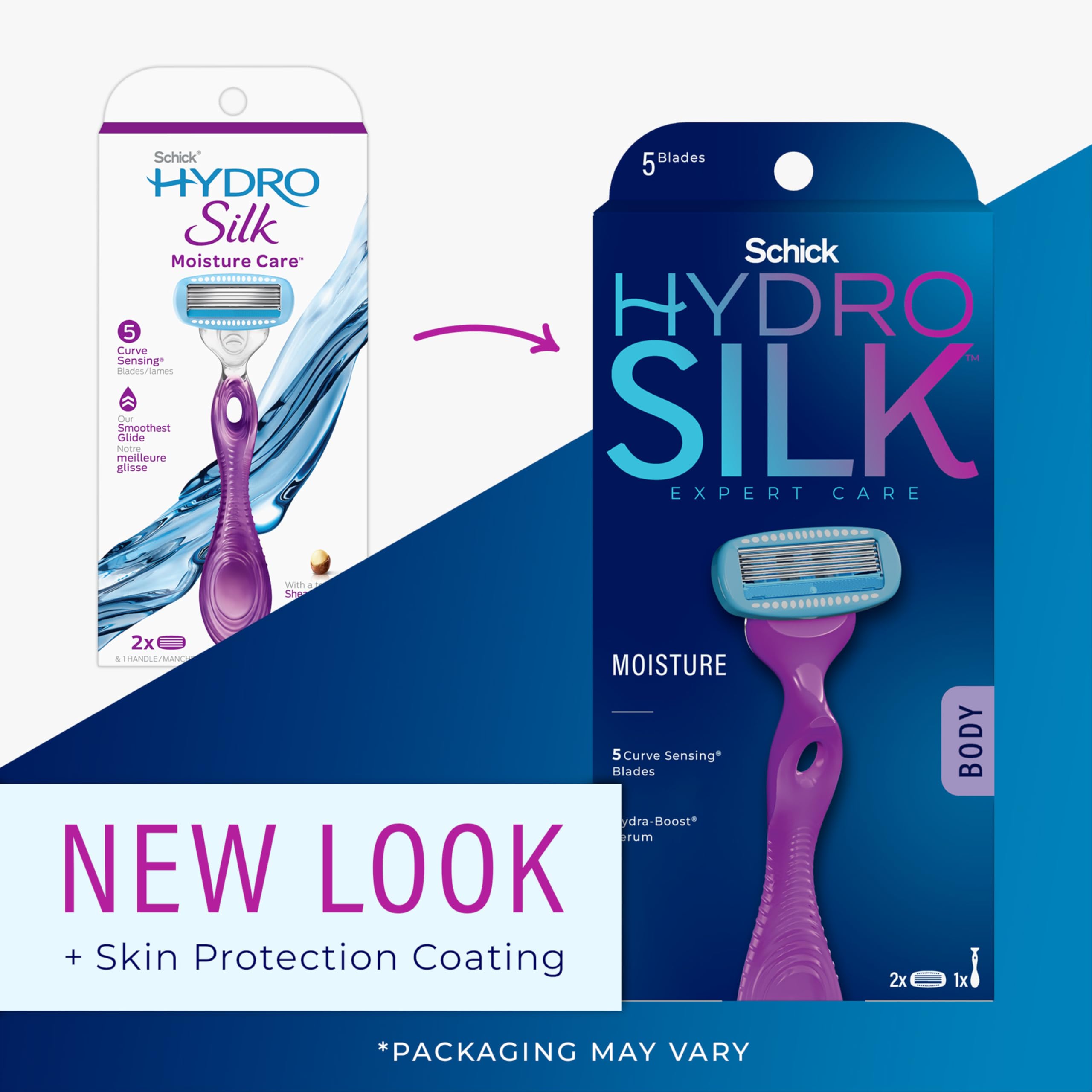 Schick Hydro Silk Moisture Hydra-Boost serum on blade for silky glide