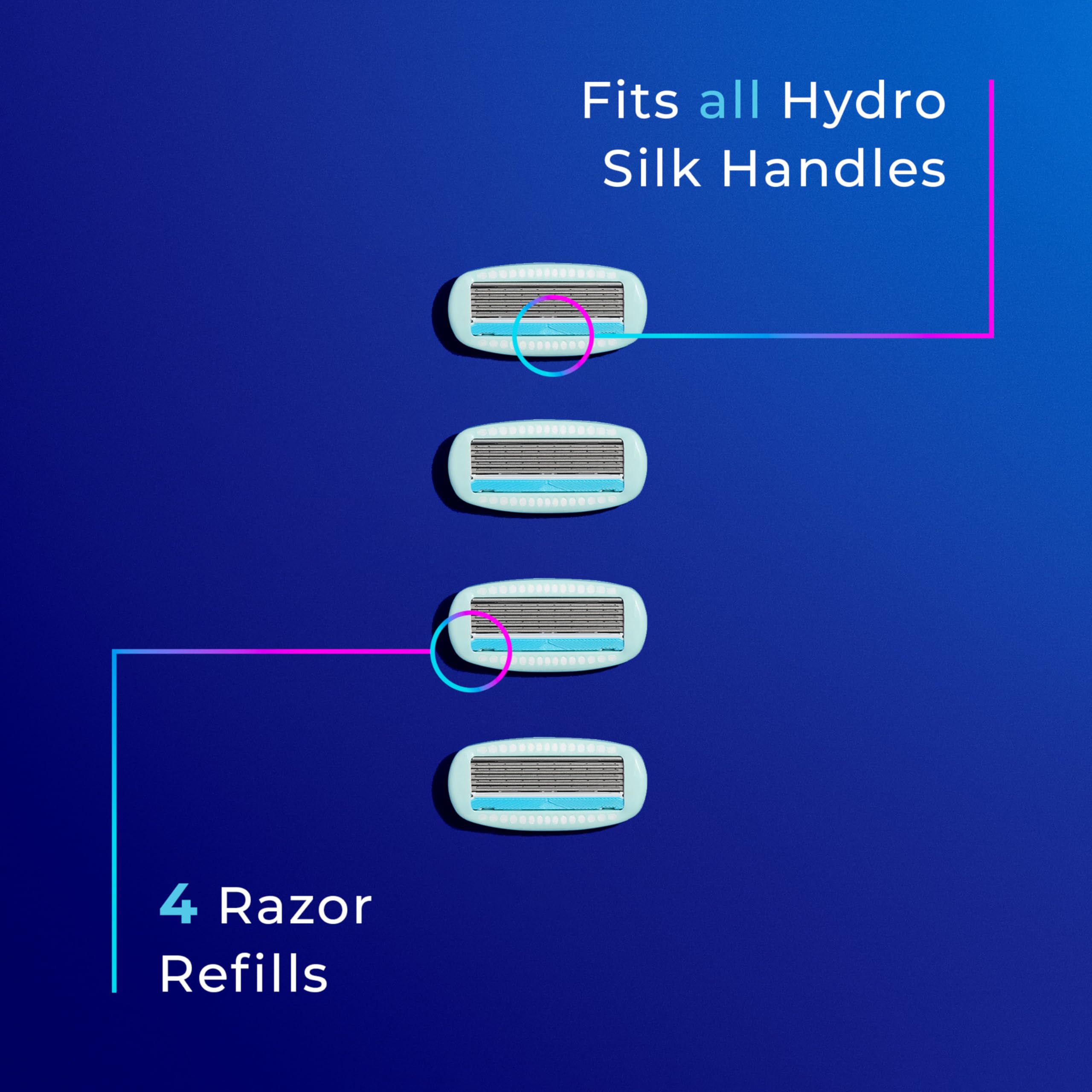 Schick Hydro Silk packaging design emphasizes easy replacement and portability.
