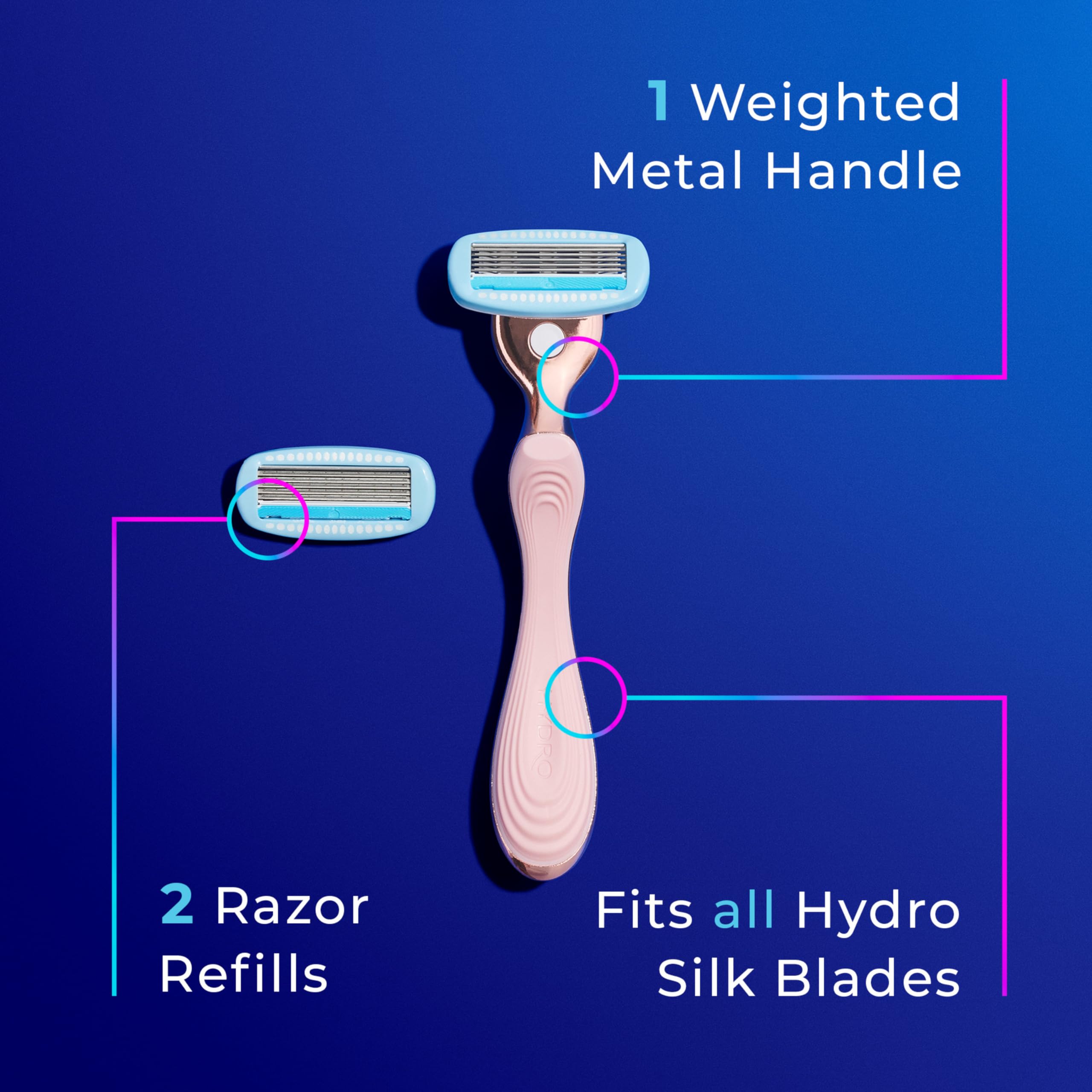 Schick Hydro Silk Rose Gold refill cartridges ready to swap in.