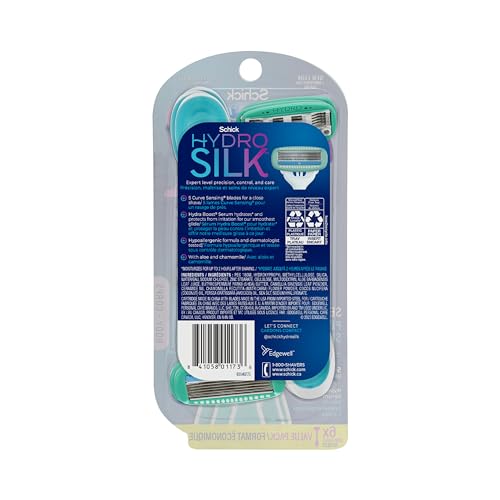 Schick Hydro Silk Sensitive 6-count pack ready for replacement shaves.