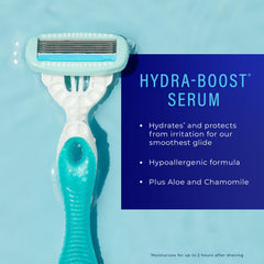 Schick Hydro Silk Sensitive aloe-chamomile serum on blade area for glide.