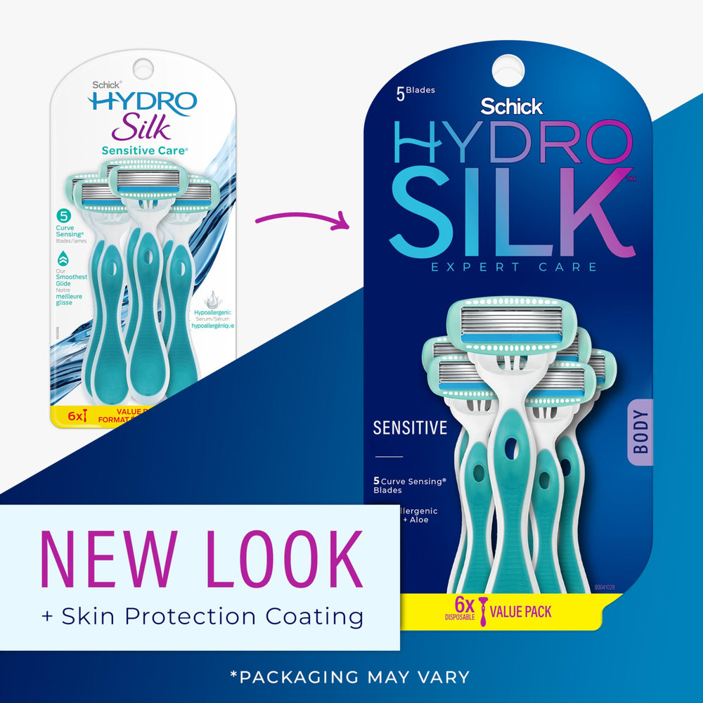 Schick Hydro Silk Sensitive blade with curve-sensing for contour accuracy.