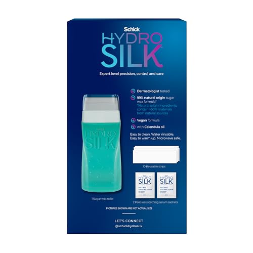 Schick Hydro Silk Sugar Wax kit contents layout.
