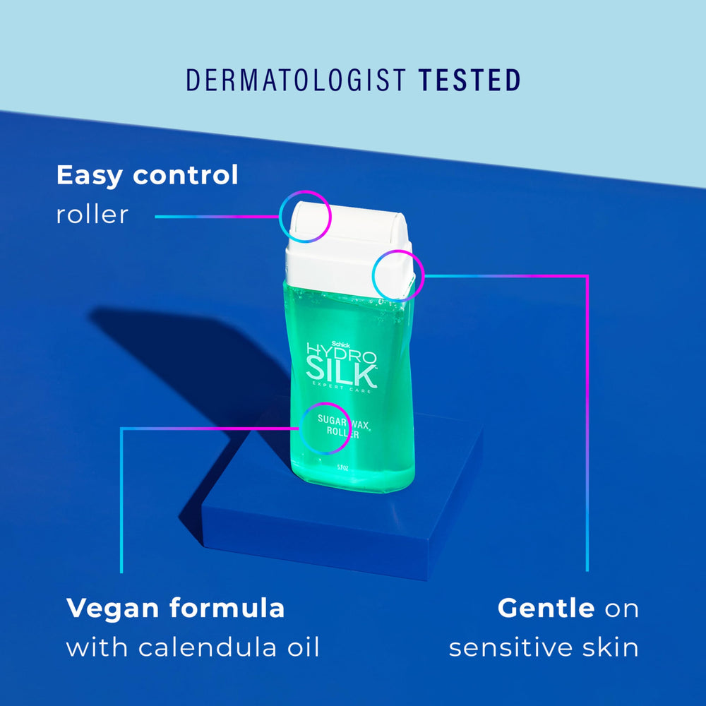 Schick Hydro Silk Sugar Wax post-wax serum sachet included.