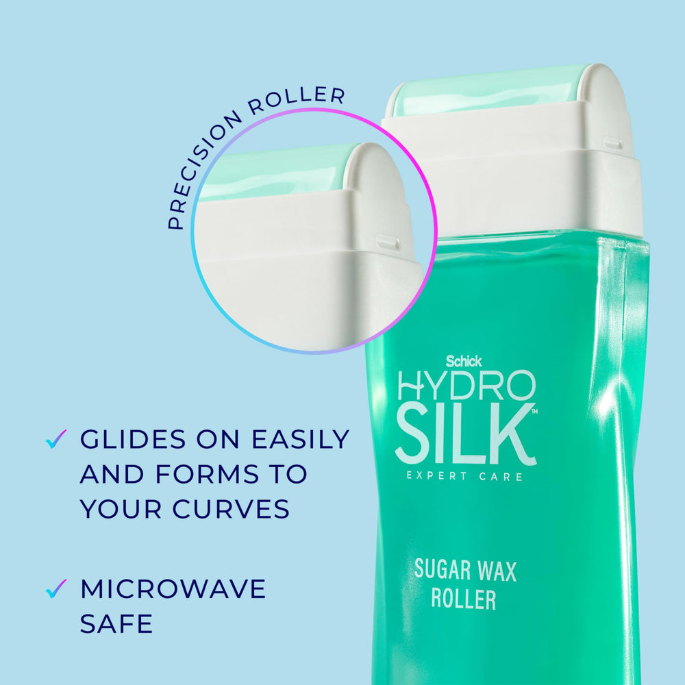 Schick Hydro Silk Sugar Wax Roller curved-application across body contours.