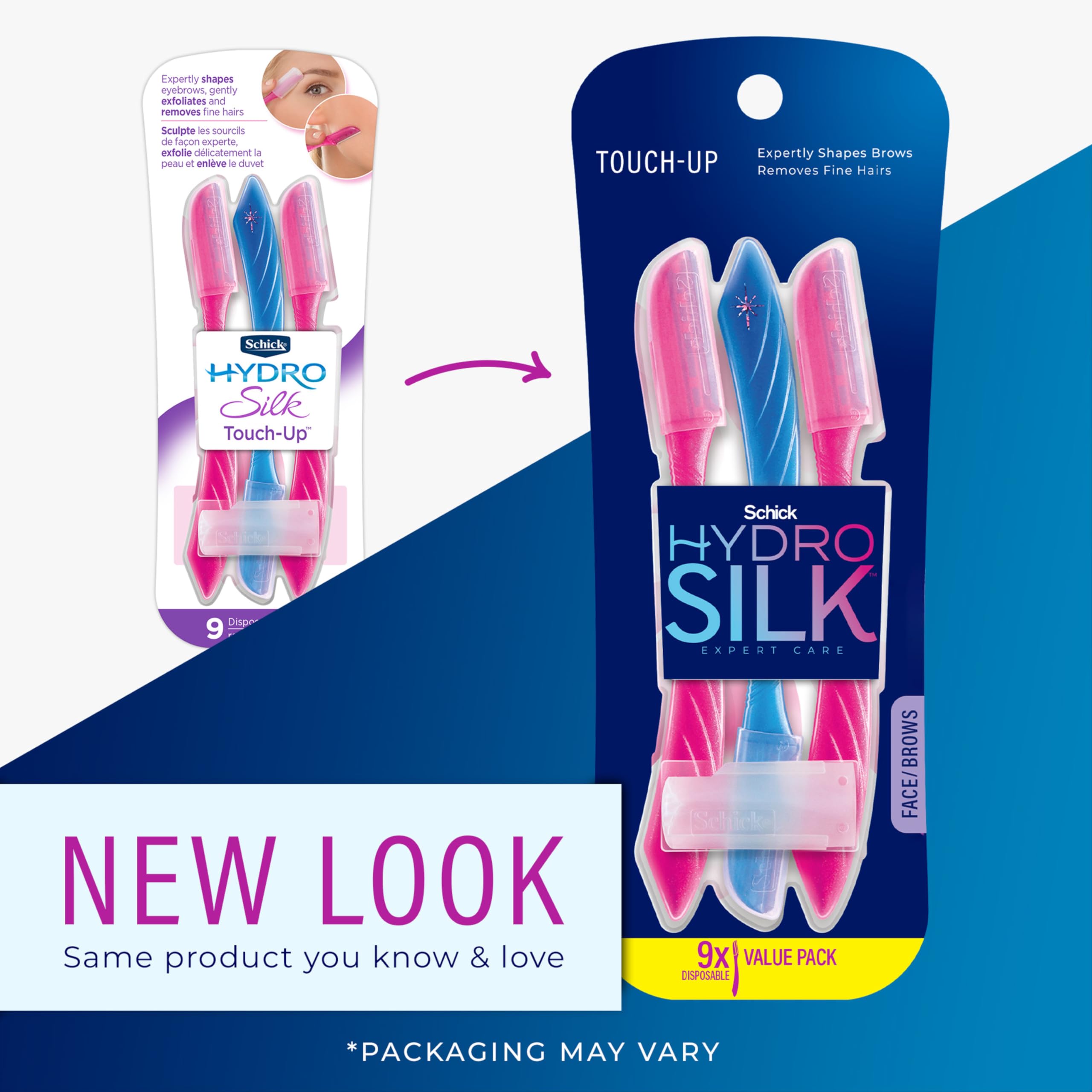 Schick Hydro Silk Touch-Up with precision eyebrow cover enables accurate shaping on the go.
