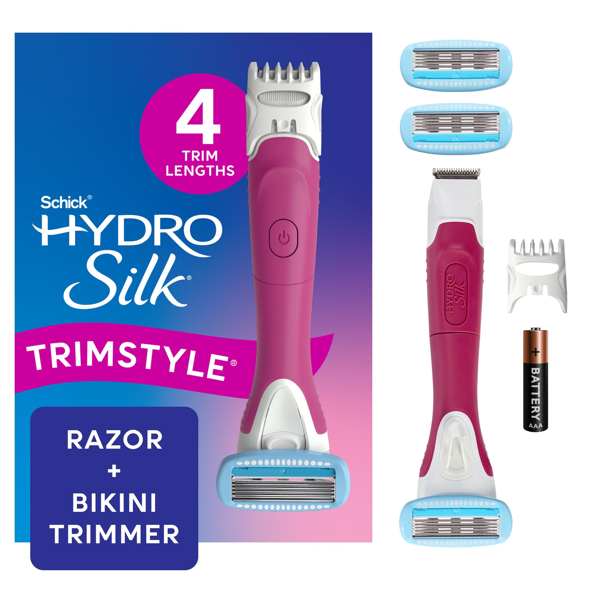 Schick Hydro Silk TrimStyle handle with waterproof grip for durable use