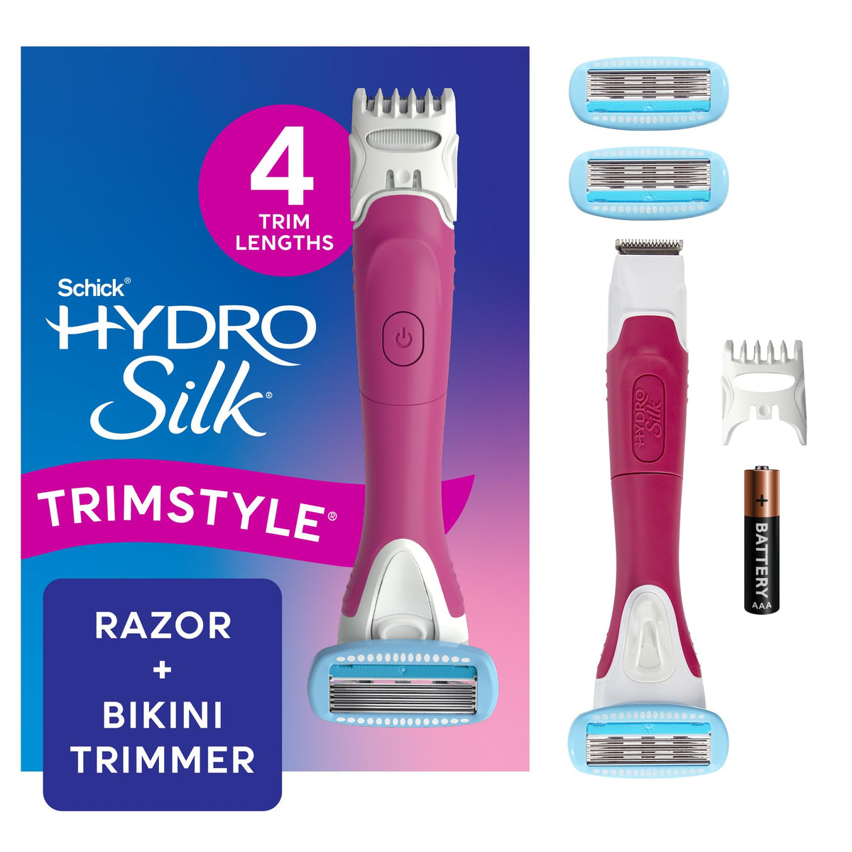 Schick Hydro Silk TrimStyle handle with waterproof grip for durable use
