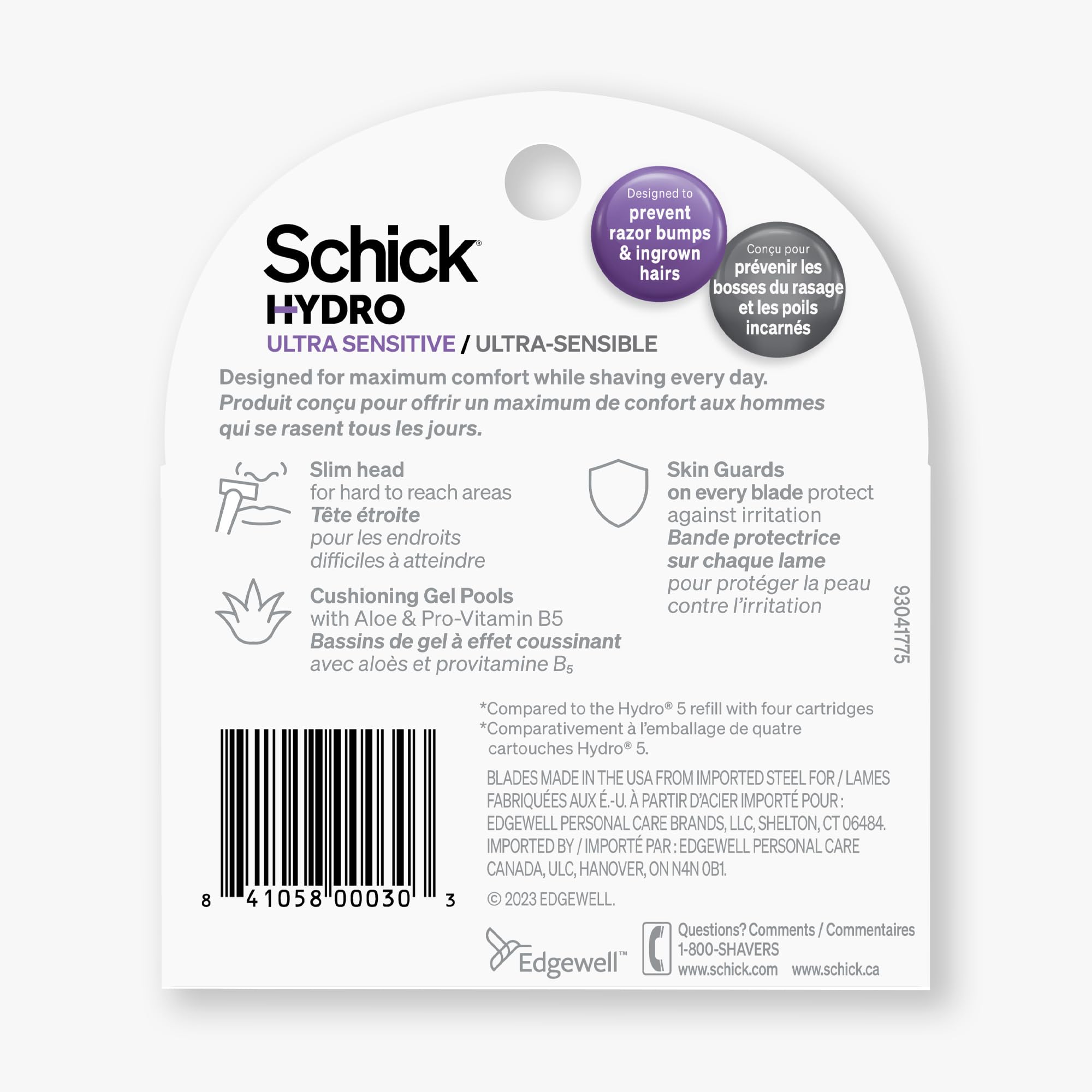 Schick Hydro Ultra Sensitive nose-area access demonstration for precise shaving.