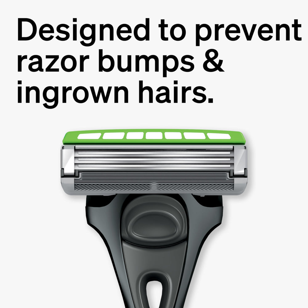 Schick Hydro Ultra Sensitive blades closeup with Skin Guards protecting against irritation.