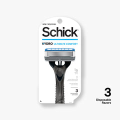 Schick Hydro 5 with five ultra-glide blades and skin guards reducing friction.
