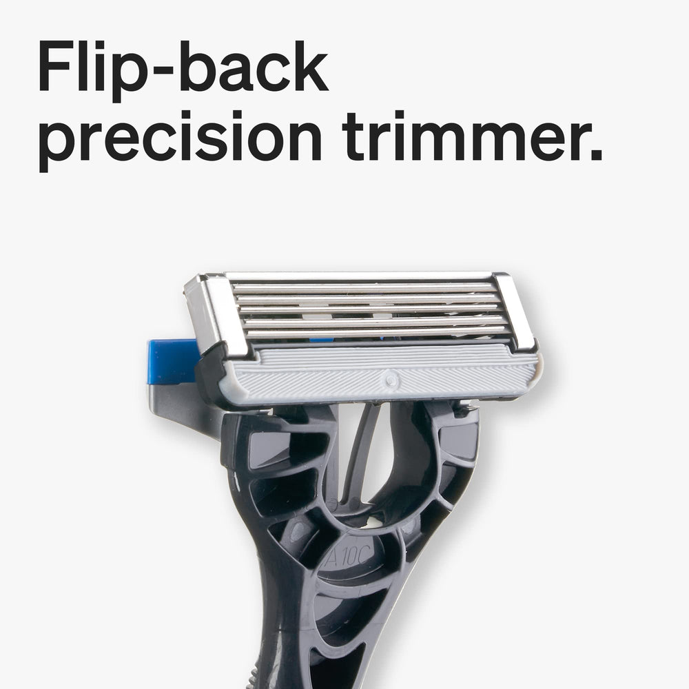 Schick Hydro 5 three-count pack display emphasizing value and convenience.