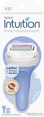 Moisturizing bar with cocoa butter on the razor for skin nourishment