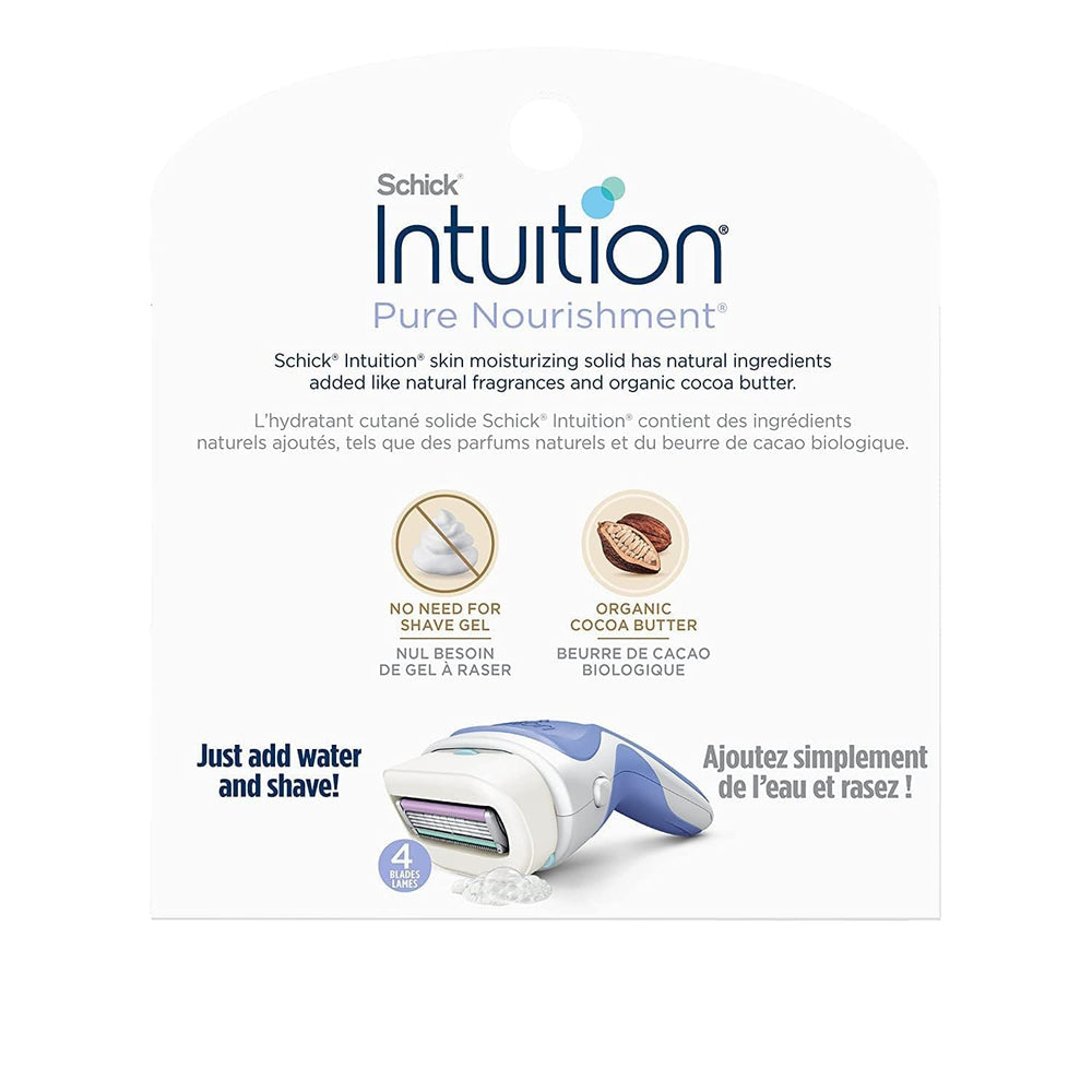 4 blade pivoting head on Schick Intuition Pure Nourishment for contour following shave