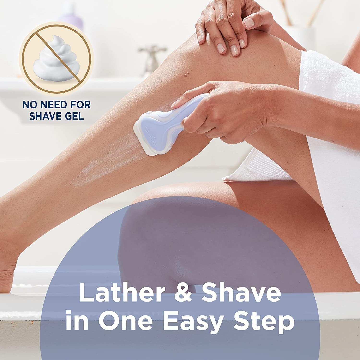 No shaving gel needed with Schick Intuition Pure Nourishment for one step lather and shave