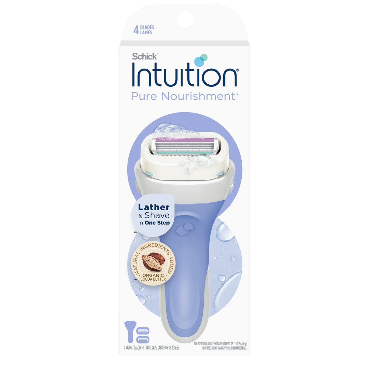 Schick Intuition Pure Nourishment razor handle with built-in moisture for a smooth shave