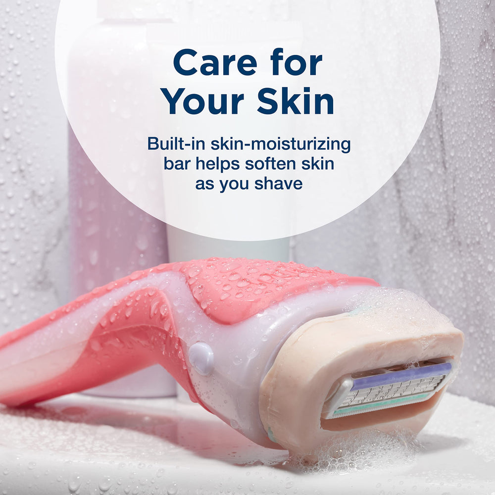 Shower-ready refill in bathroom setting with splash, suggesting quick routine.