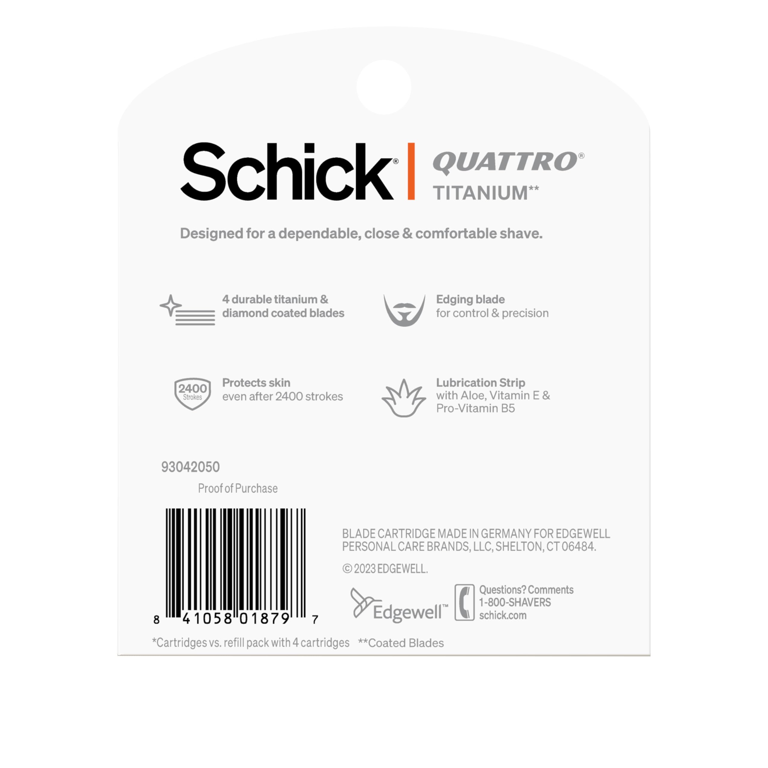 Schick Quattro 8-refill package viewed for packaging and convenience.