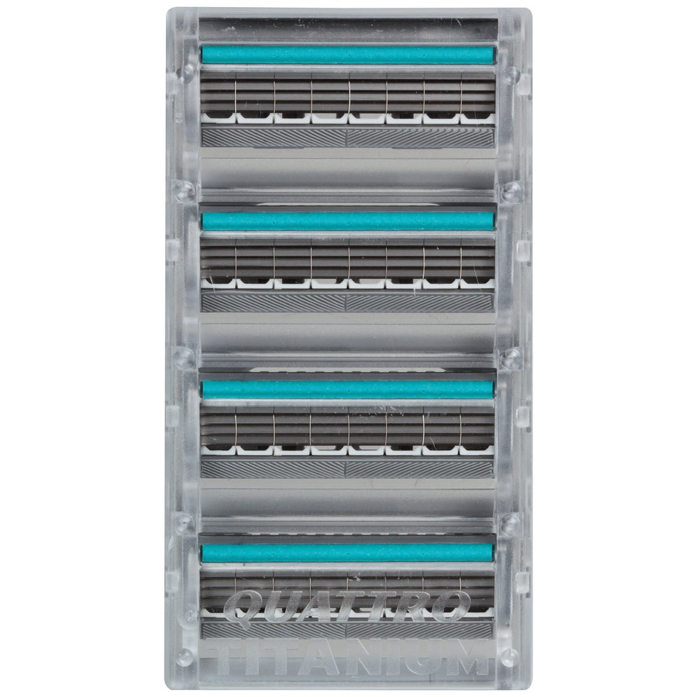 Schick Quattro pivoting-head edging blade enables precise reach.