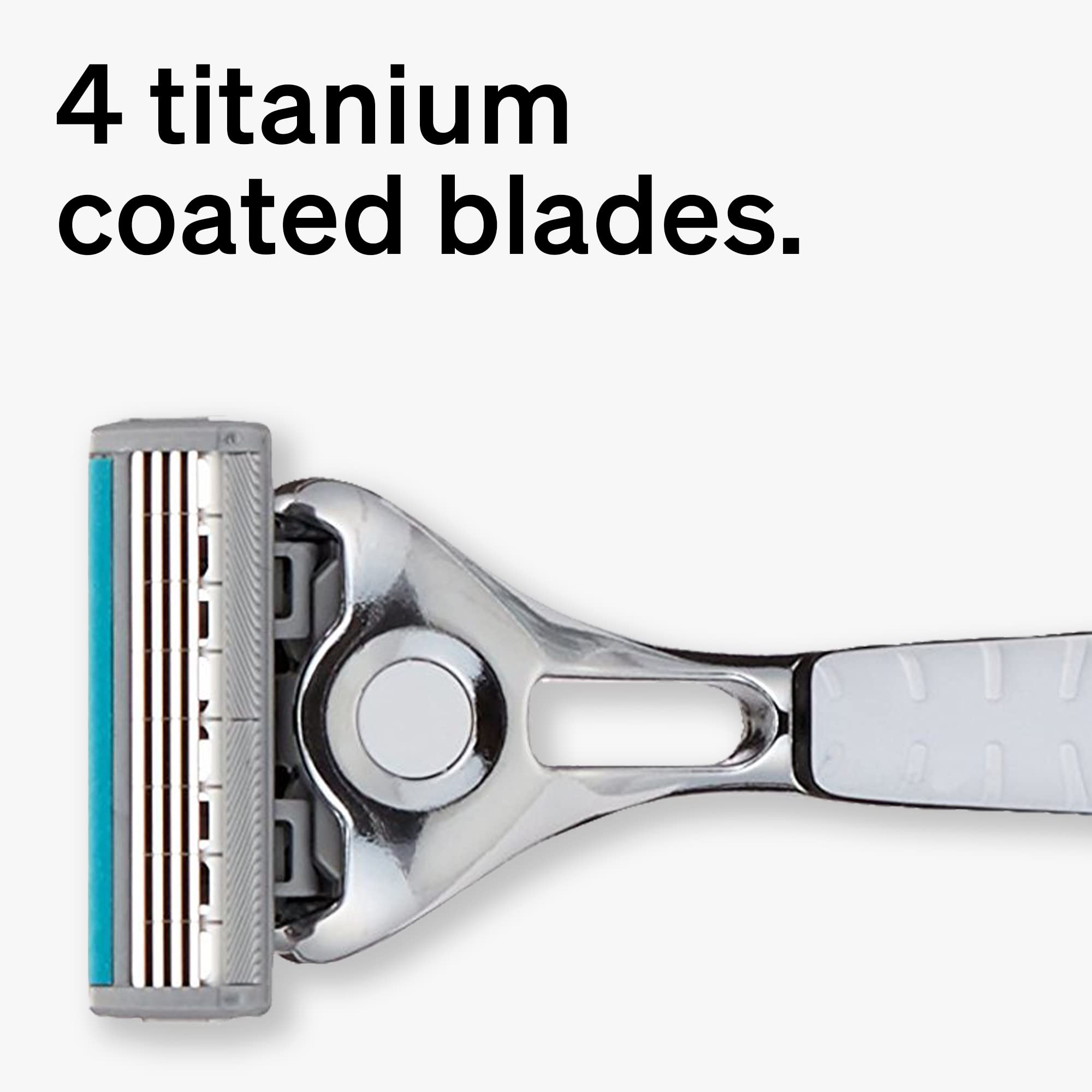 Schick Quattro Titanium Razor ergonomic handle provides comfortable grip during shaving.
