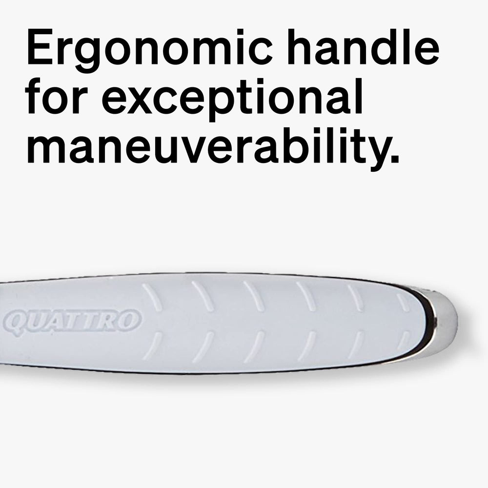 Schick Quattro Titanium Razor lubricating strip protects skin during shaving.