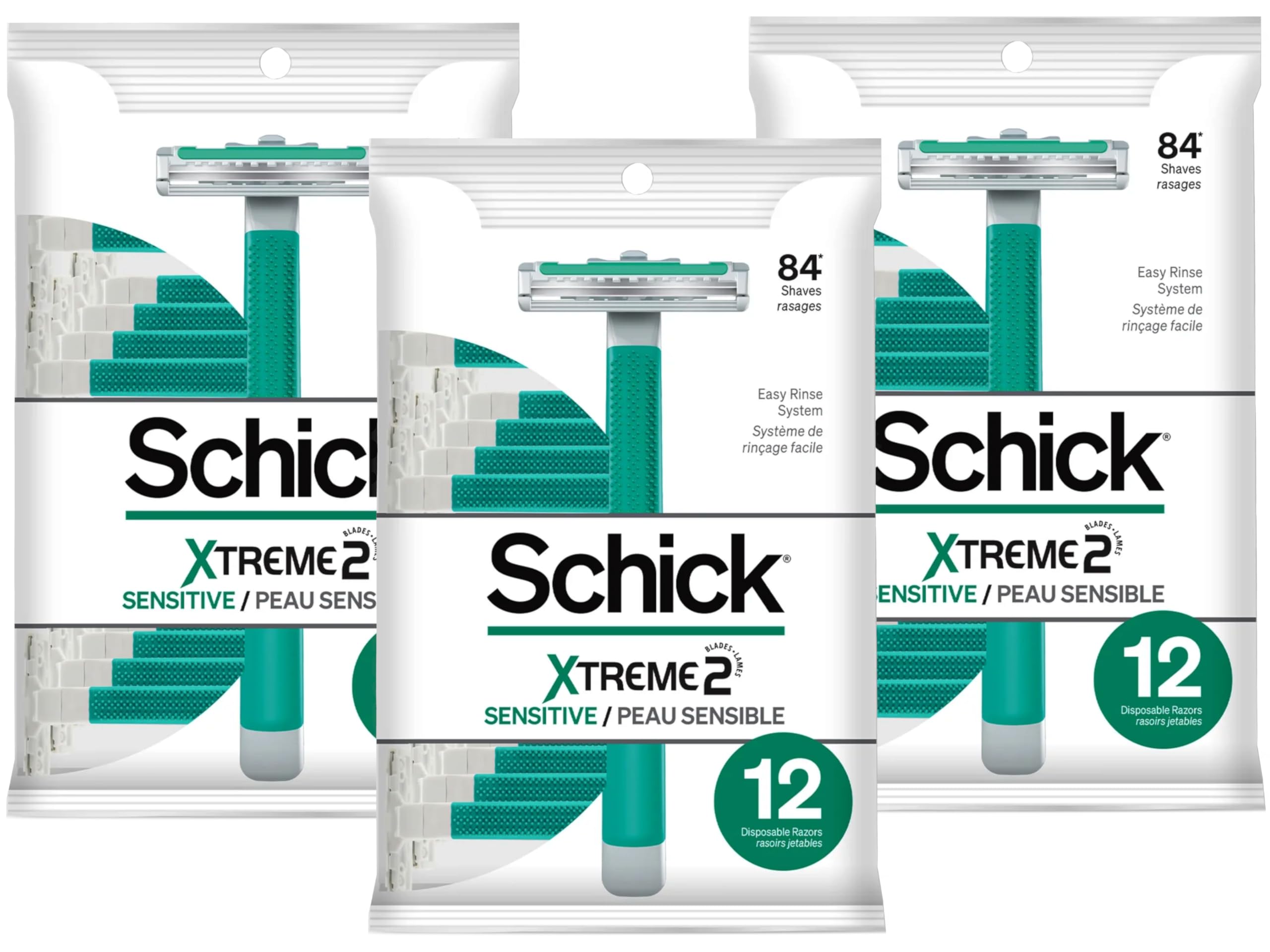 Schick ST2 pack of 3 razor image, non-slip grip for steady shaving