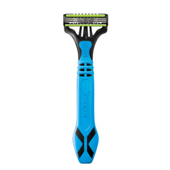 Schick Xtreme 3 Duo Comfort razor easy rinse design helps prevent blade clogging.