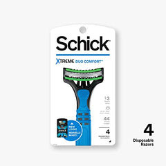 Schick Xtreme 3 Duo Comfort razor handle shows weight for steady control.