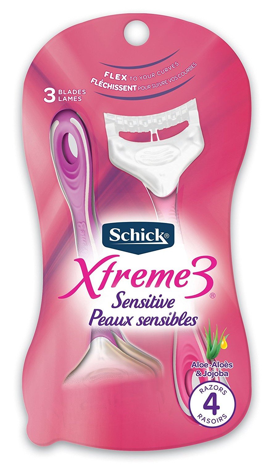 Schick Xtreme 3 Women's Sensitive Skin Disposable Razor for a gentle, precise shave on sensitive skin.