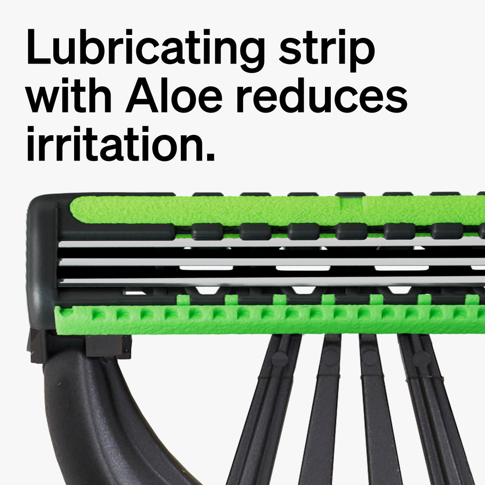 Schick Xtreme3 recyclable handle made with 70 percent recycled plastic