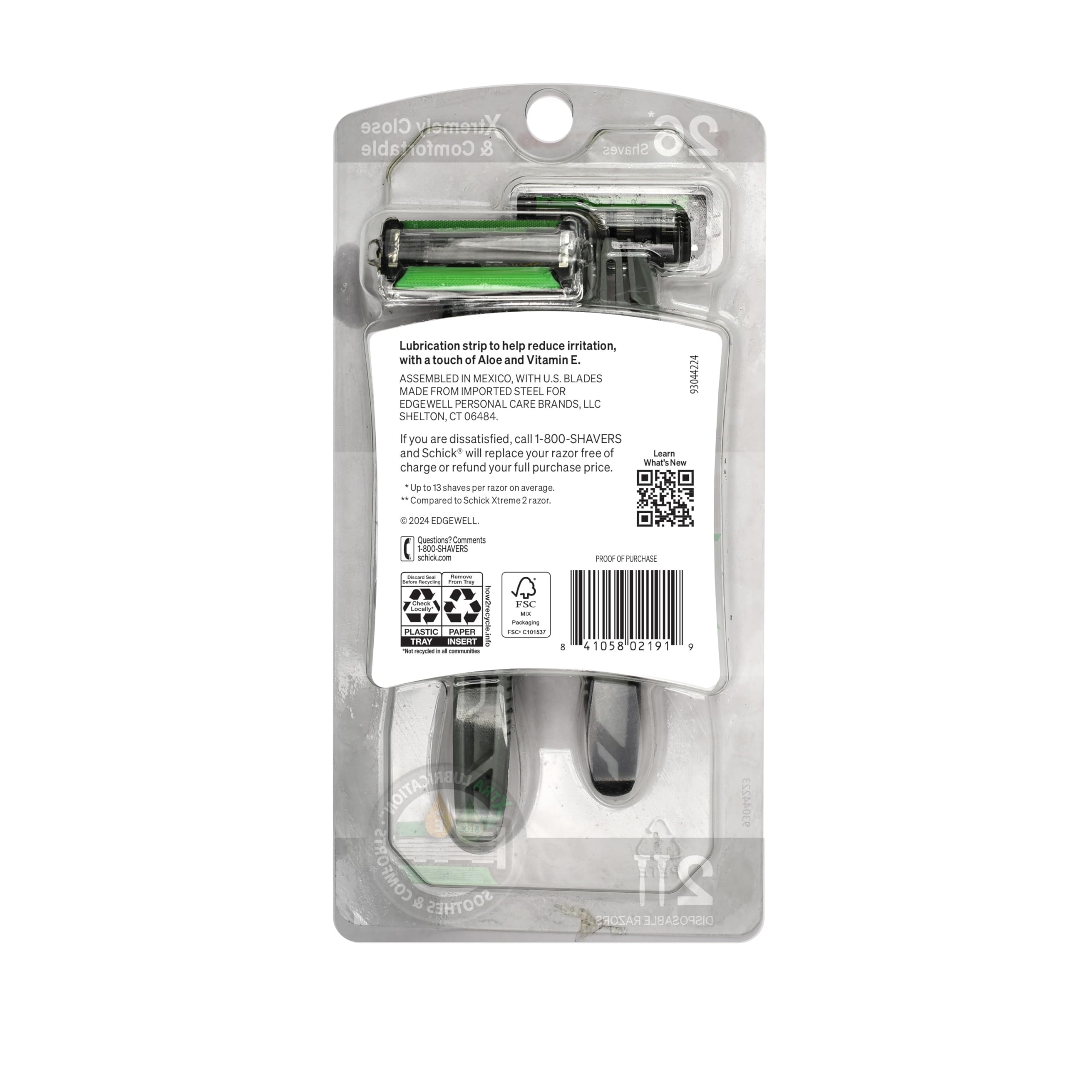 Schick Xtreme5 Sensitive razor lubrication strip close-up for smooth glide and irritation reduction.