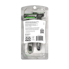 Schick Xtreme5 Sensitive razor lubrication strip close-up for smooth glide and irritation reduction.