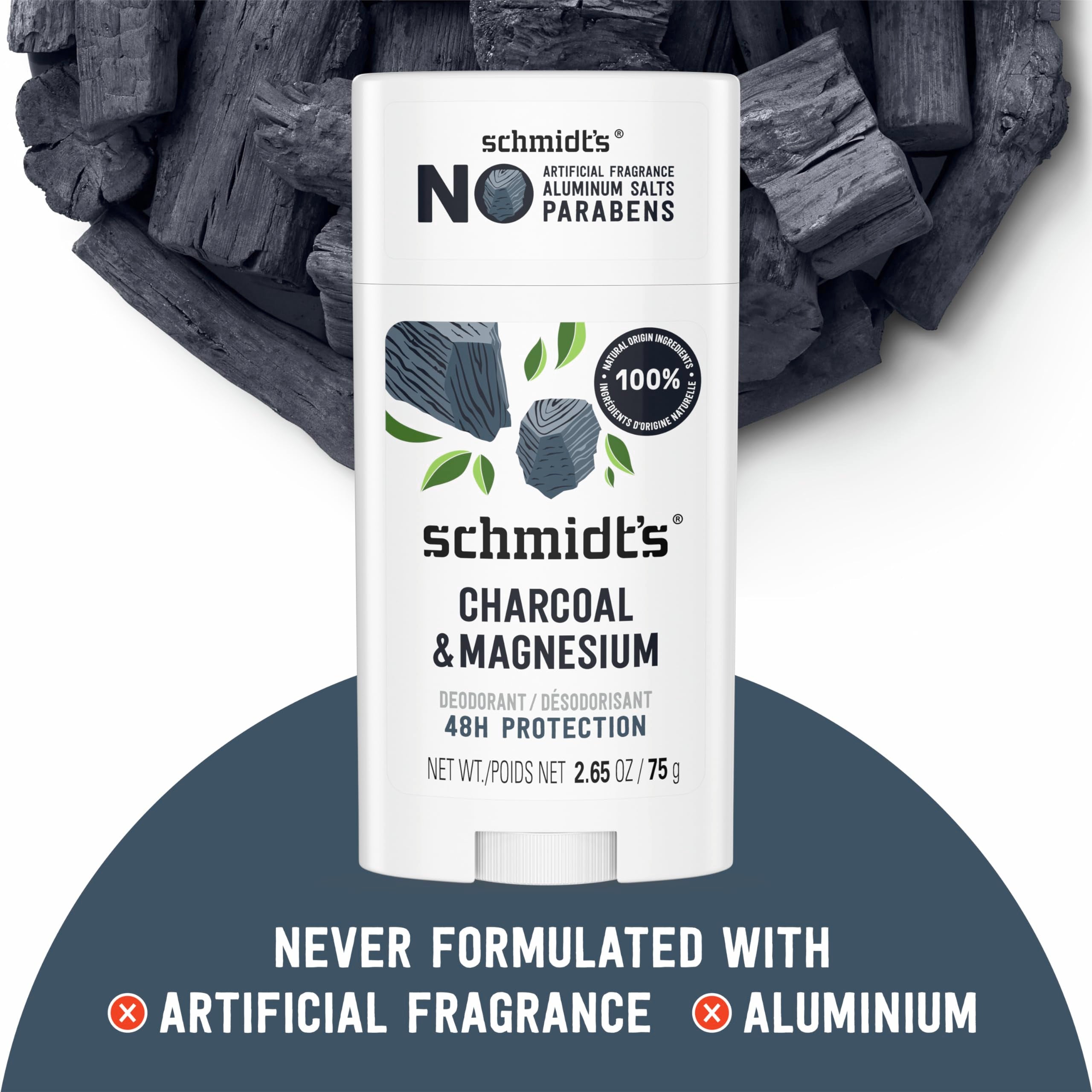 Schmidt's desodorante sin aluminio, opción vegana respetuosa con la piel.