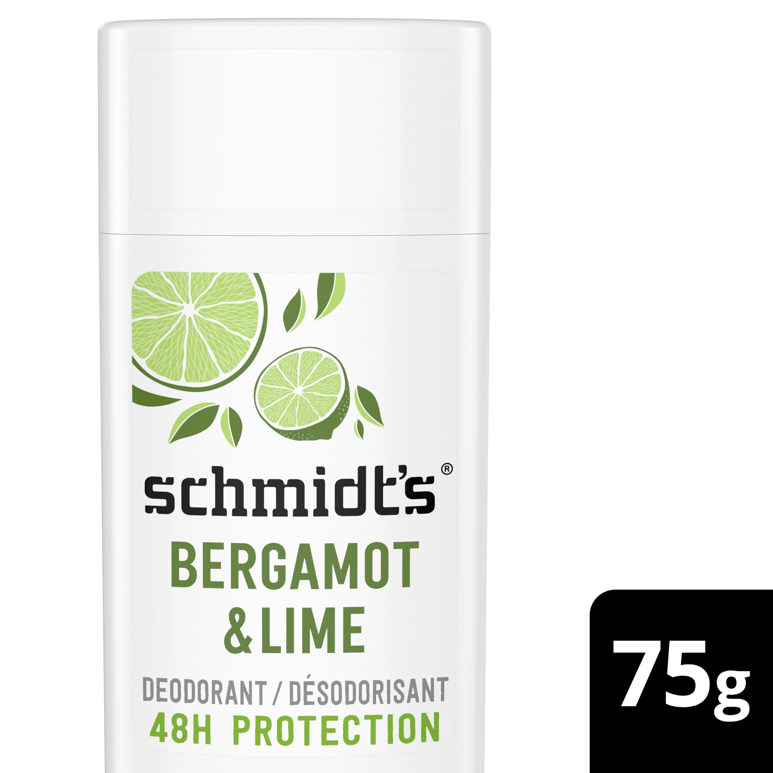 Schmidt's Bergamot & Lime deodorant in application shows easy, quick swipe for all-day freshness
