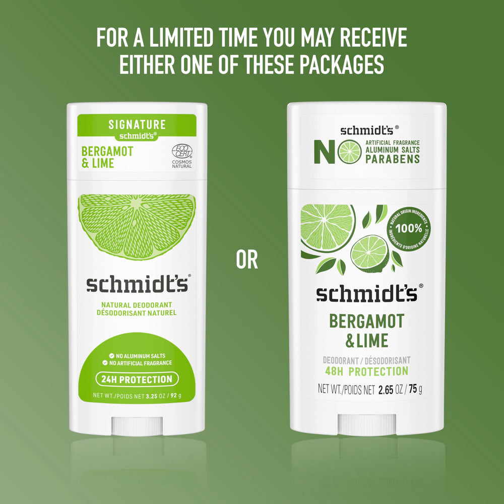 Schmidt's Bergamot & Lime vegan and cruelty-free certifications featured.