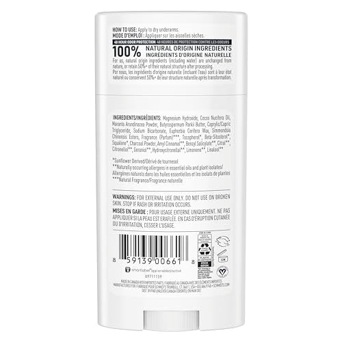 Schmidt's Charcoal & Magnesium deodorant stick application demonstrates easy 1-2 swipe use.