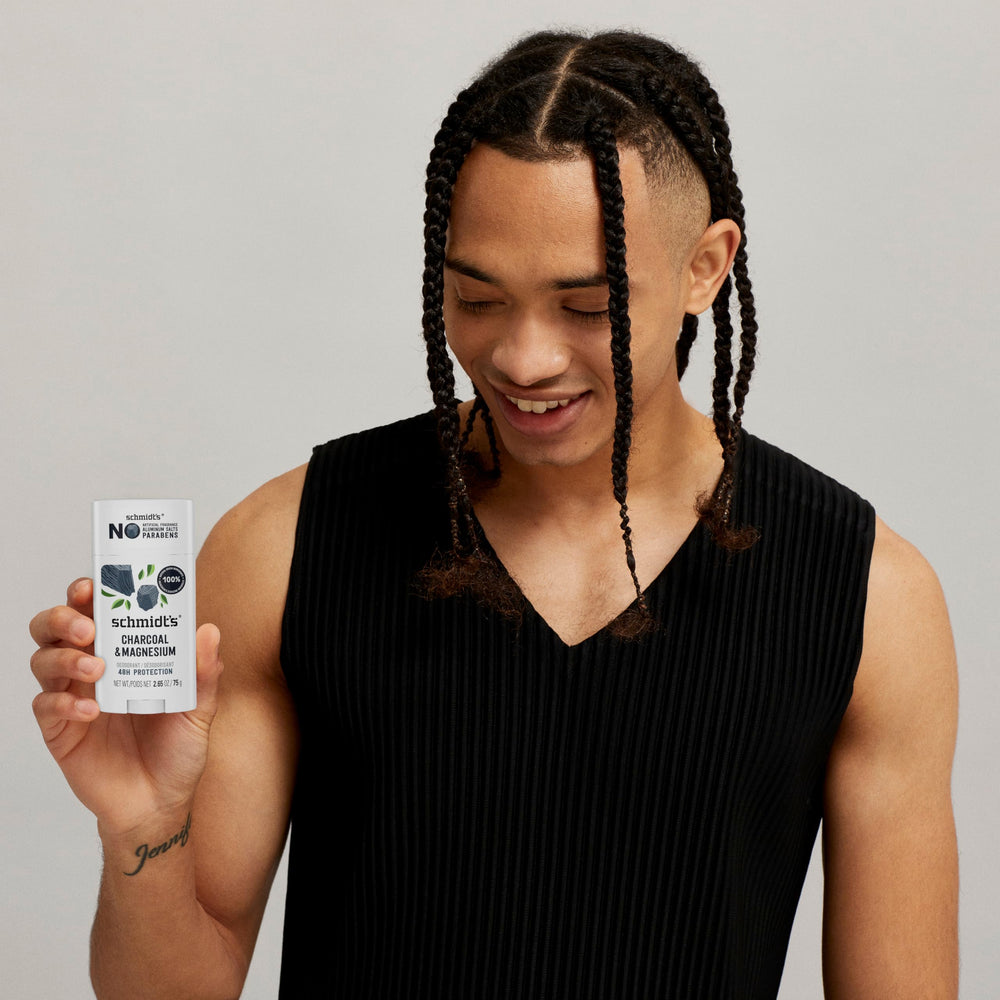 Schmidt's deodorant usage shows 1-2 swipes for effective application.