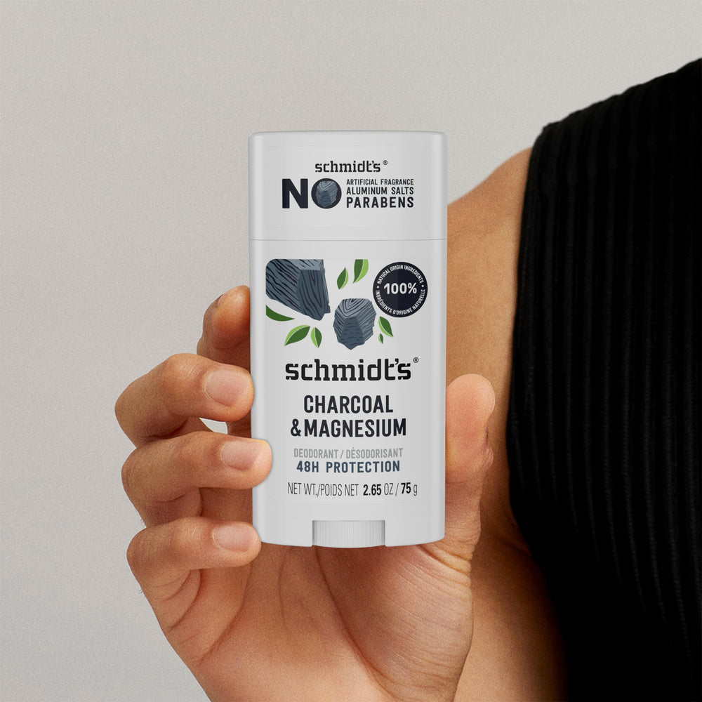 Schmidt's vegan and cruelty-free badge beside the product label.