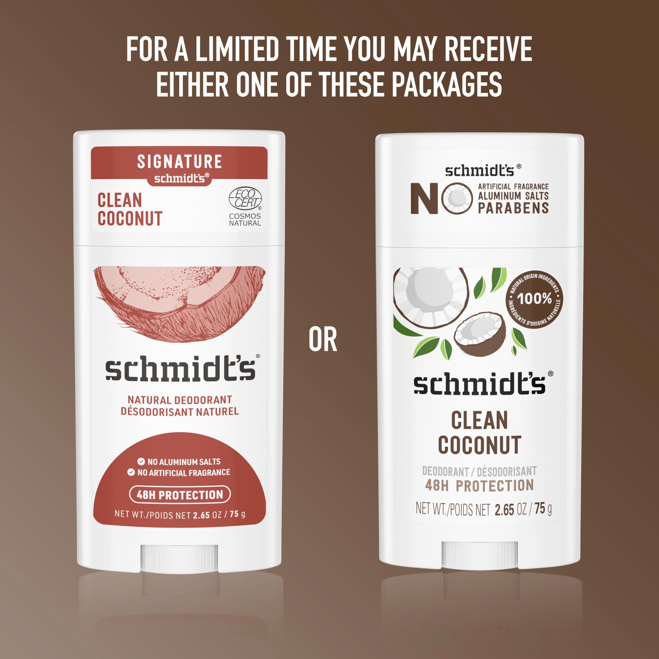 Schmidt's Clean Coconut mano aplicacion, textura suave y no grasa.