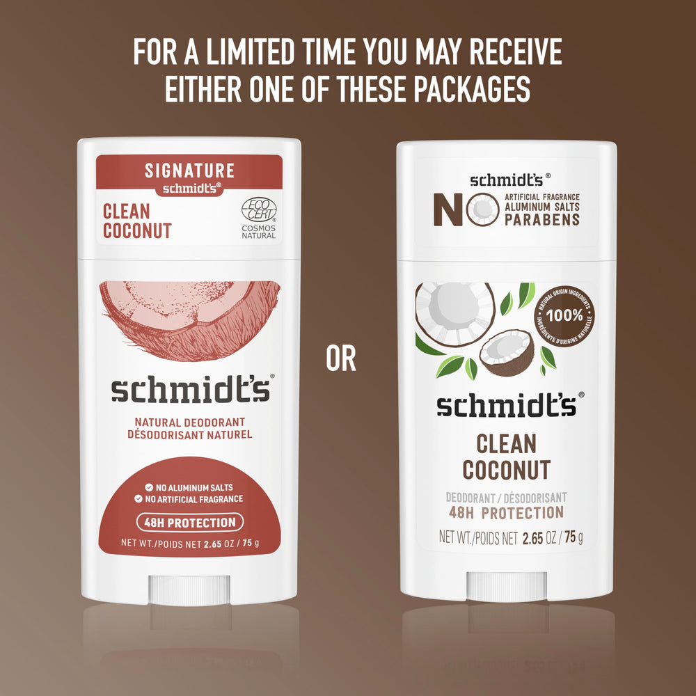 Schmidt's Clean Coconut mano aplicacion, textura suave y no grasa.