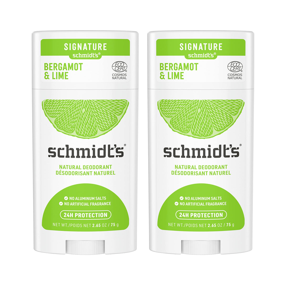 Schmidt's Bergamot y Lima, barra natural, protección de 24 horas.