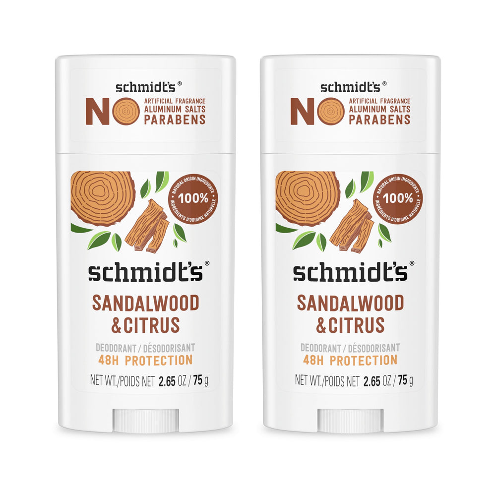 Schmidt's desodorante sin aluminio con Sándalo Cítrico para uso diario.