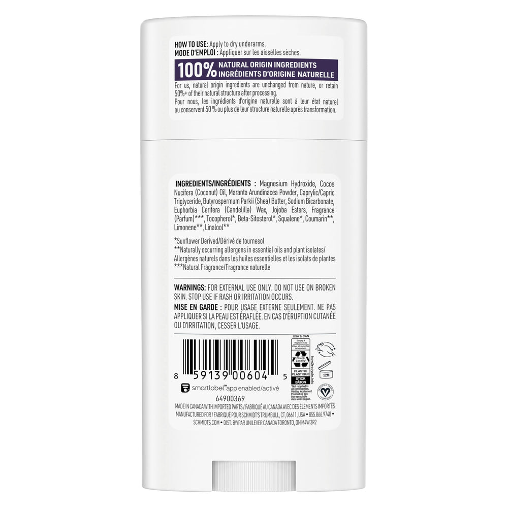 Close-up of Schmidt's Lavender & Sage deodorant application swipe for easy use