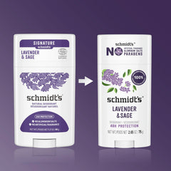 Natural-origin Schmidt's deodorant ingredients: coconut oil, jojoba oil, and shea butter