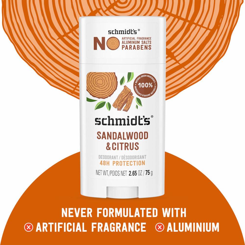 Schmidt's plant-based ingredients panel with coconut oil and shea butter