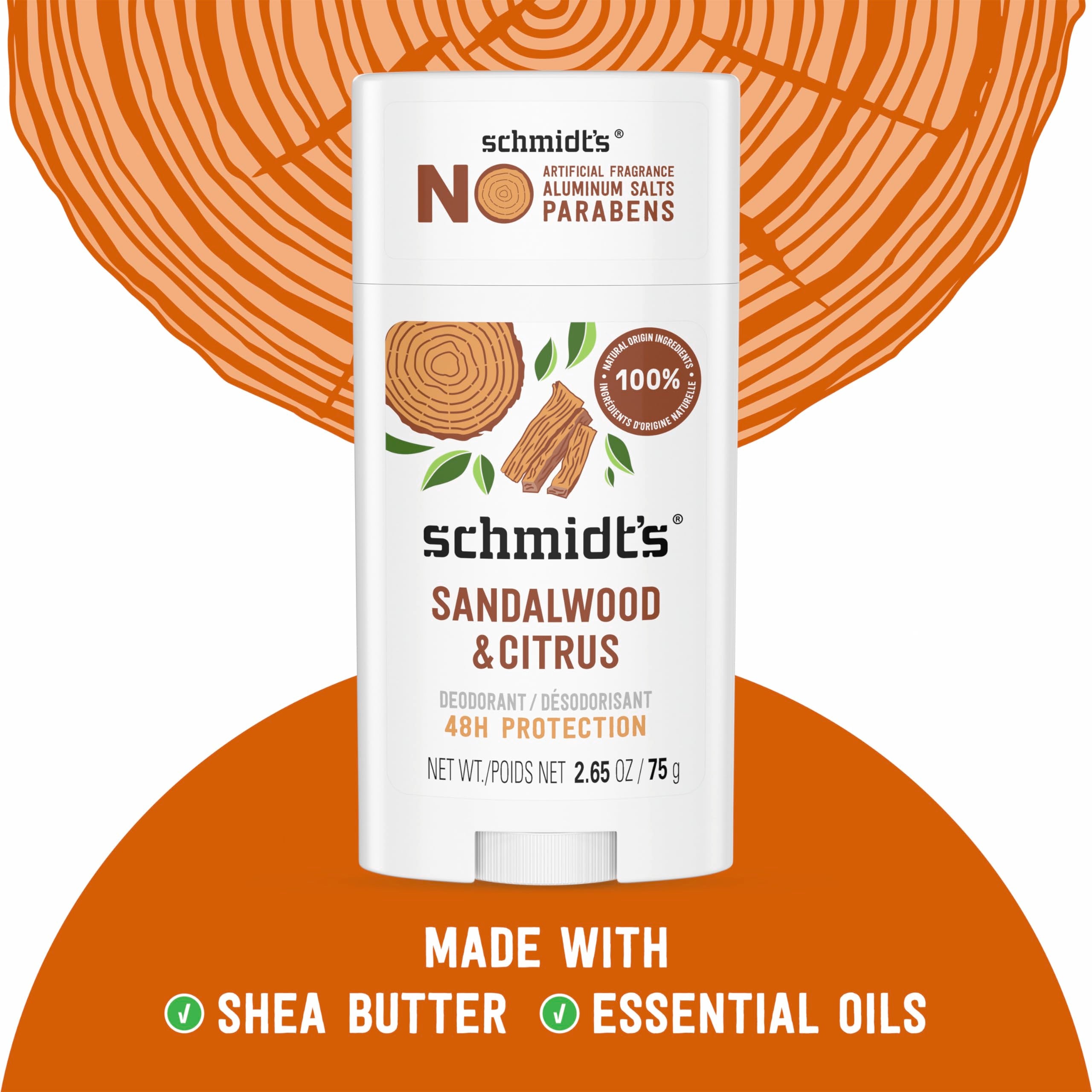 Schmidt's Sandalwood & Citrus application swipe on underarms