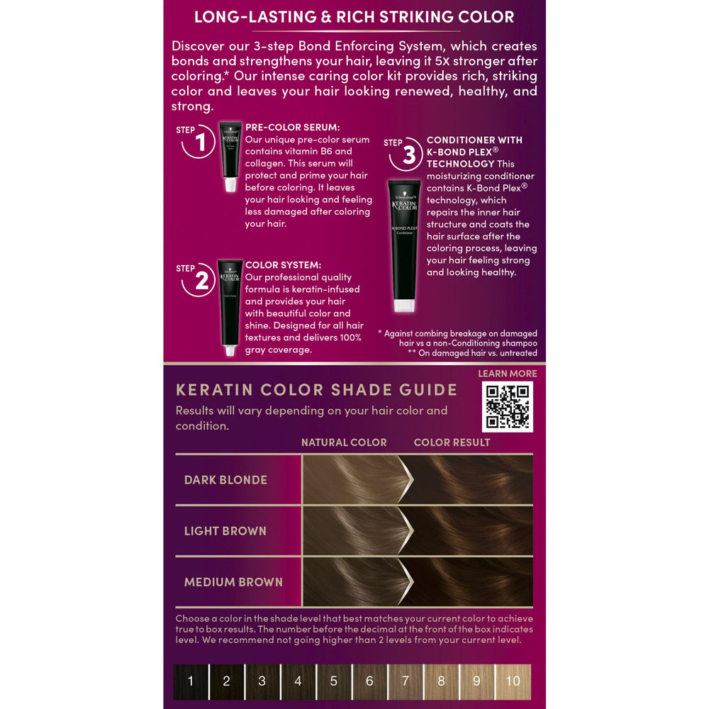 Schwarzkopf 5-0 medium brown shade swatch demonstrates natural color payoff