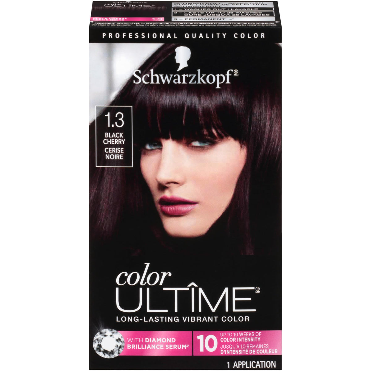 Schwarzkopf Color Ultime Black Cherry color cream for vivid at-home results.