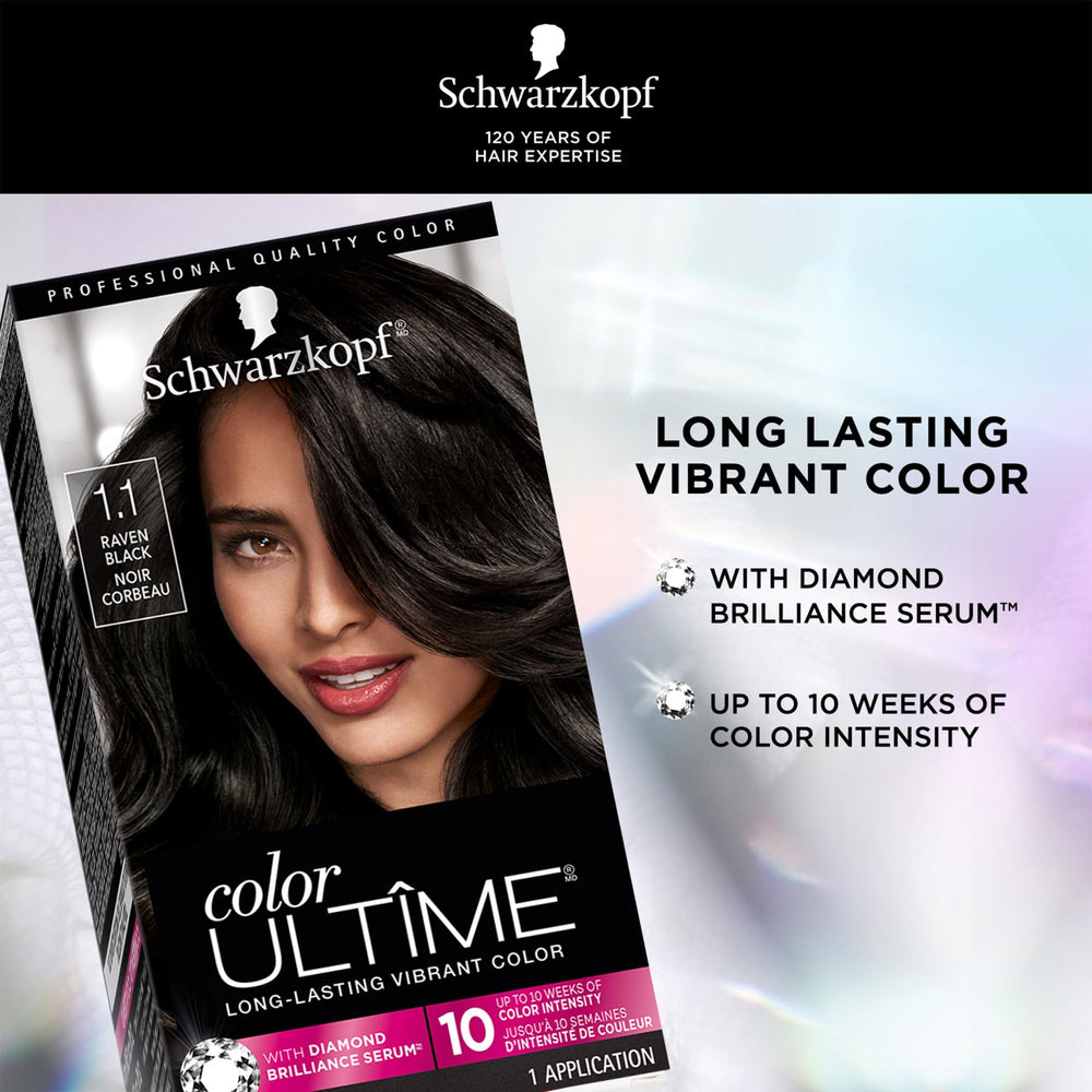 Schwarzkopf Color Ultime Raven Black dye cream ready for bold shade application.