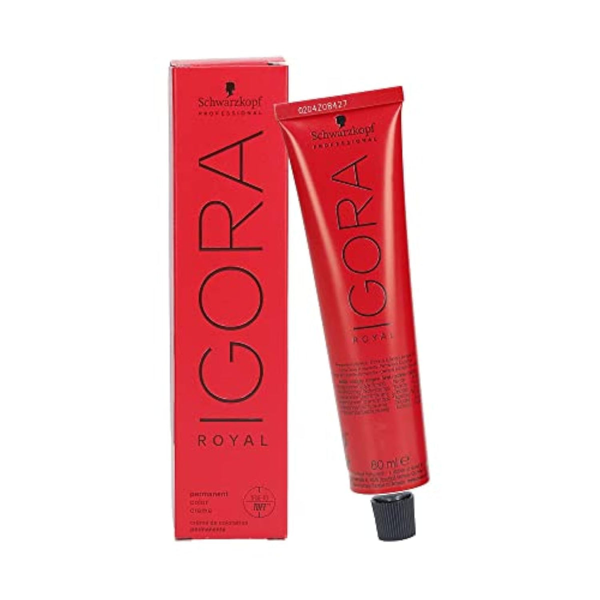 Schwarzkopf Igora Royal 7-77 bottle with copper shade for vibrant, even coverage.